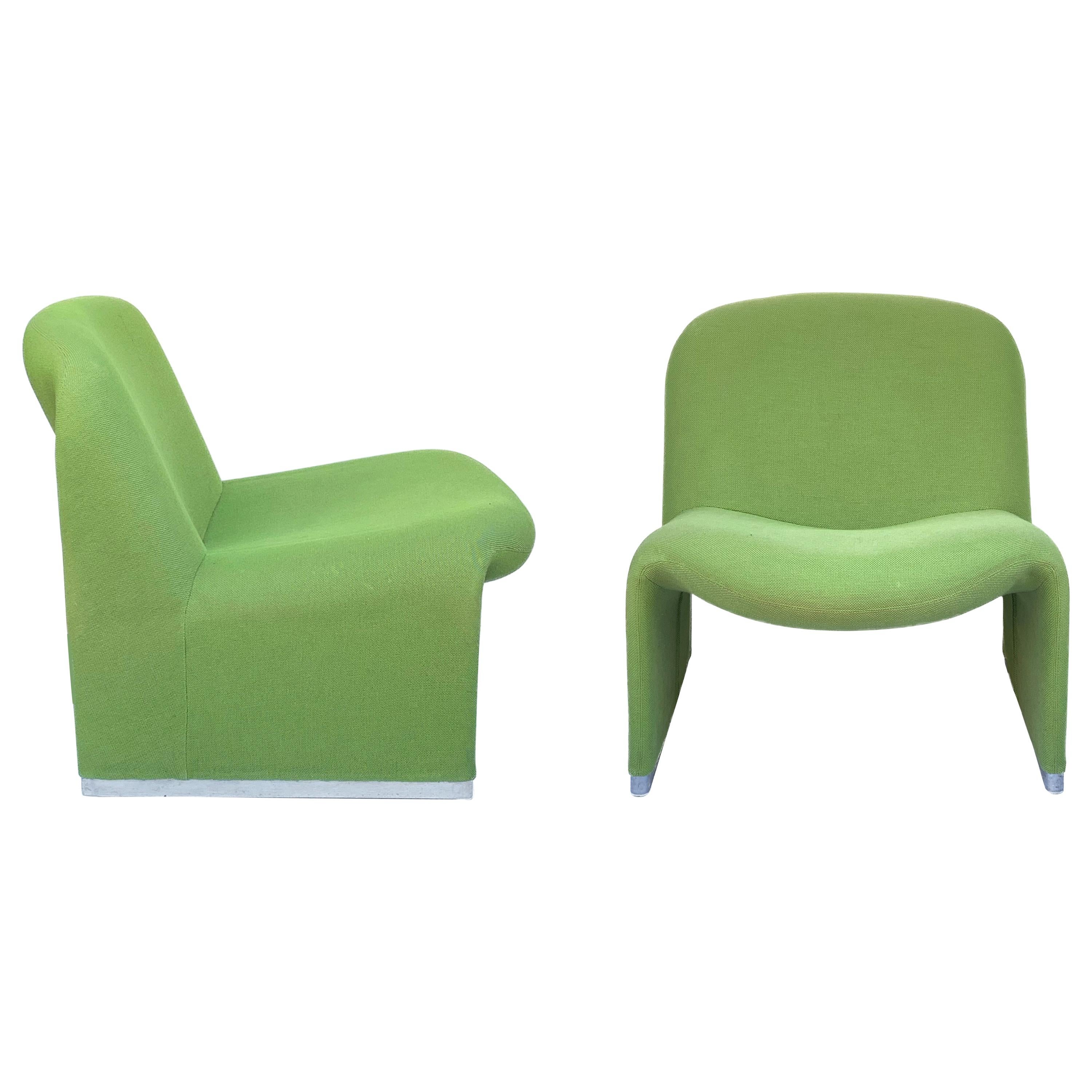 Pair of Green Alky Armchairs by Giancarlo Piretti for Castelli, Italy, 1970s