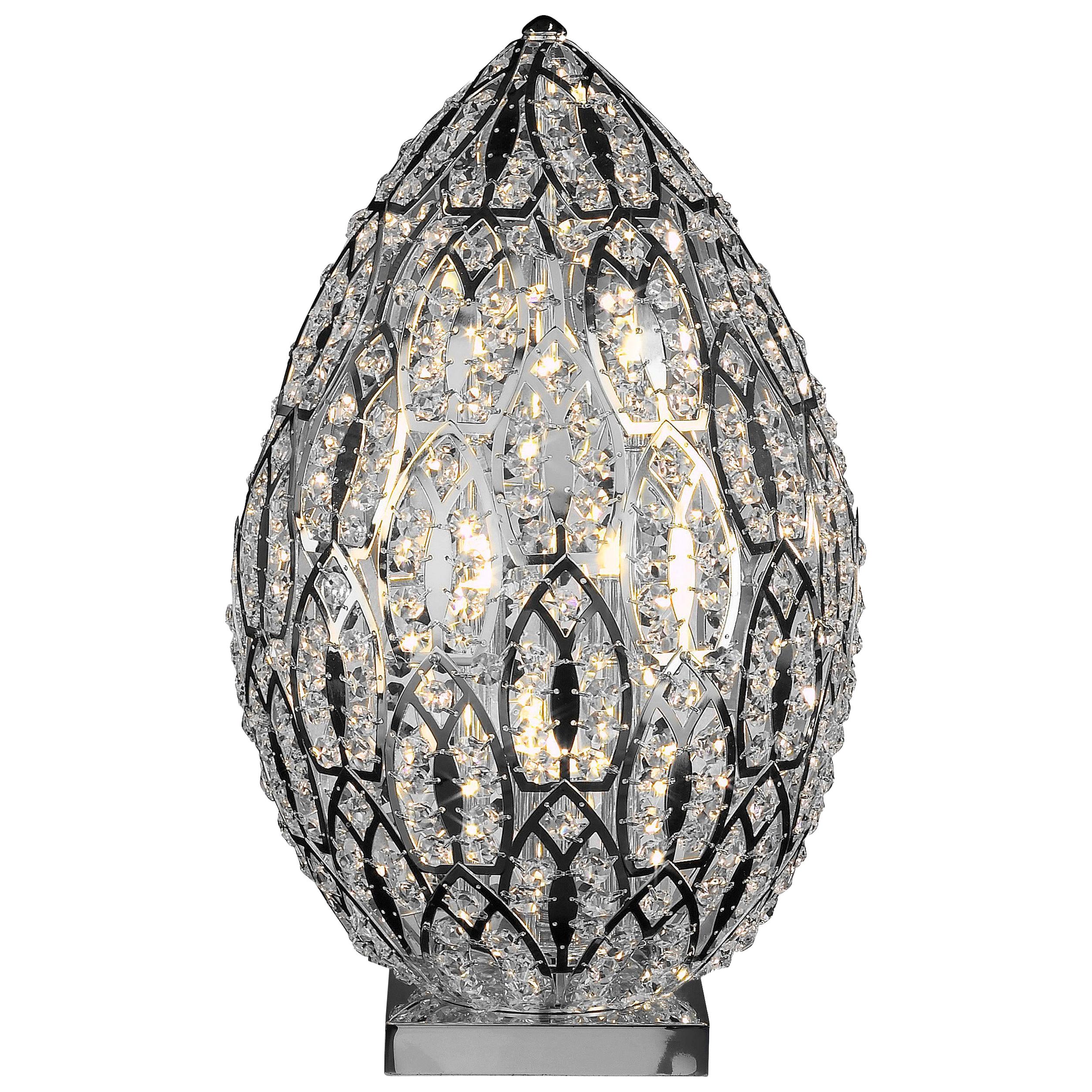Egg Medium 2 Table Lamp, Chrome Finish, Arabesque Style, Italy