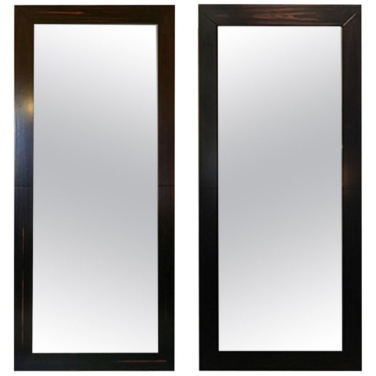Italy Minimalist Design Pair of Wooden Floor Wall Mirrors For Sale at
