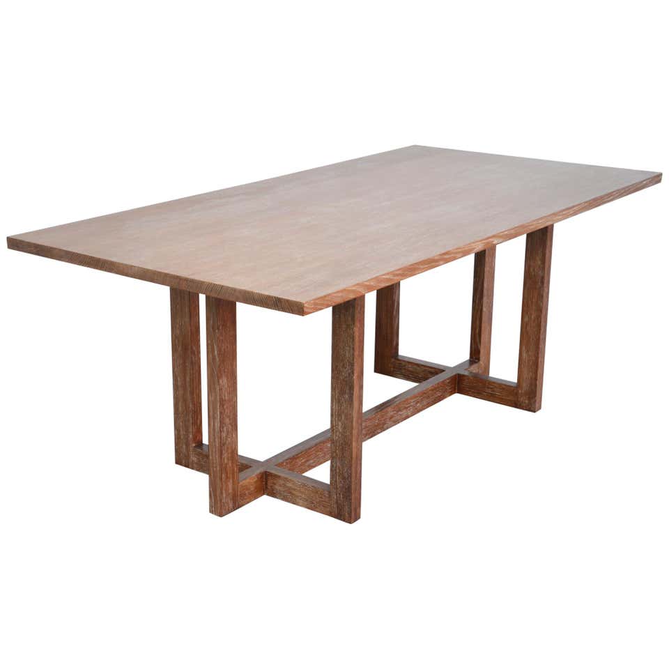 Button Racetrack Dining Table in Oxidized and Cerused Rift White Oak ...
