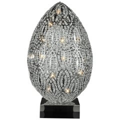 Egg Table Lamp, Chrome Finish, Arabesque Style, Italy