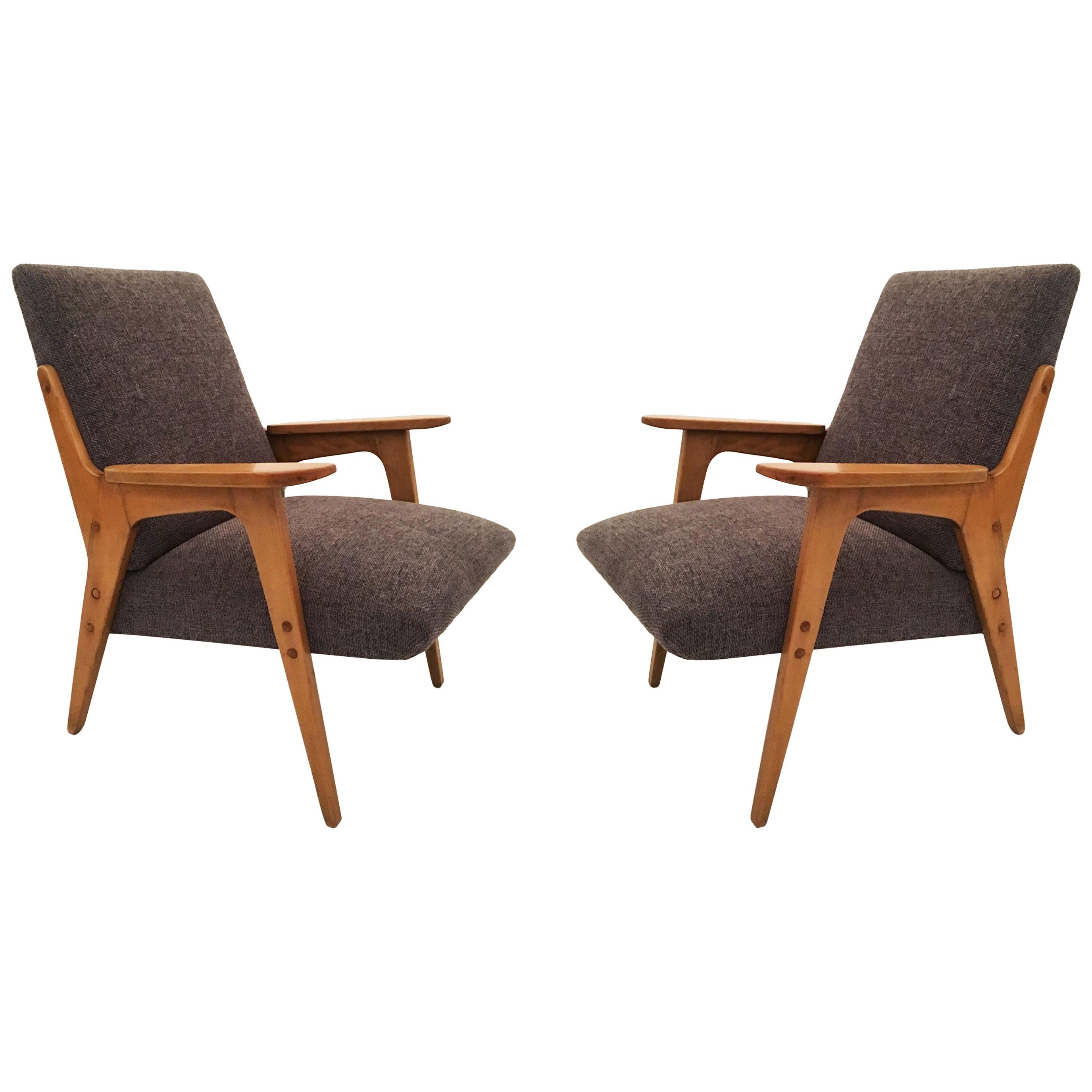 Franz Schuster Lounge Chairs "Architect" Pair, Austria, 1950s For Sale