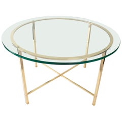 1960s Gilded Brass and Glass Low Table by Maison Honoré
