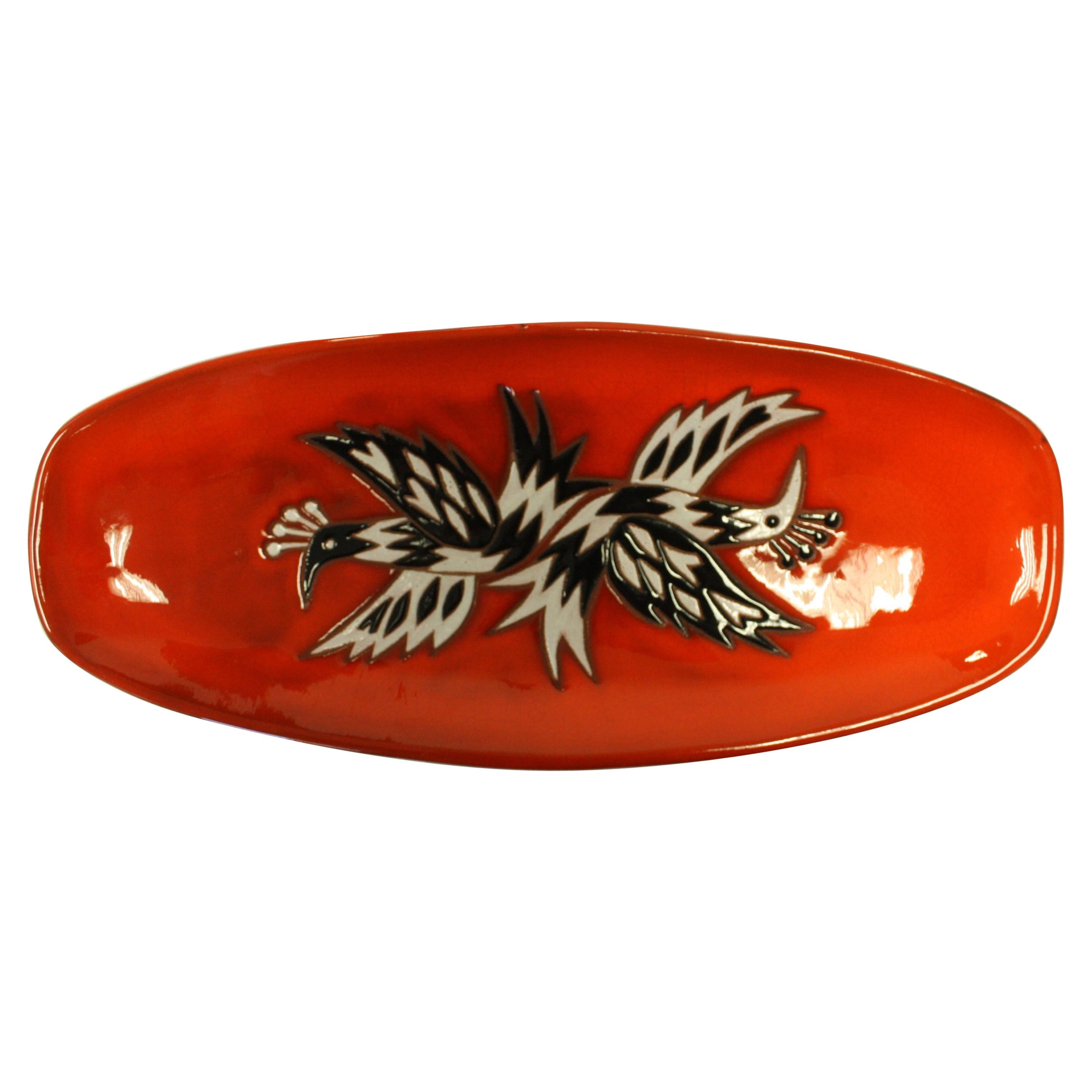 Jean Picart Le Doux, Large 'Oiseaux' Ceramic Bowl, 1960s im Angebot