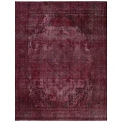 Vintage Distressed Overdyed Persian Rug