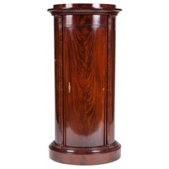 Antique Mahogany Oval Pedestal Cabinet, with Carved Corinthian Columns