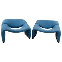 Pair of Light Blue Groovy Chairs by Pierre Paulin for Artifort