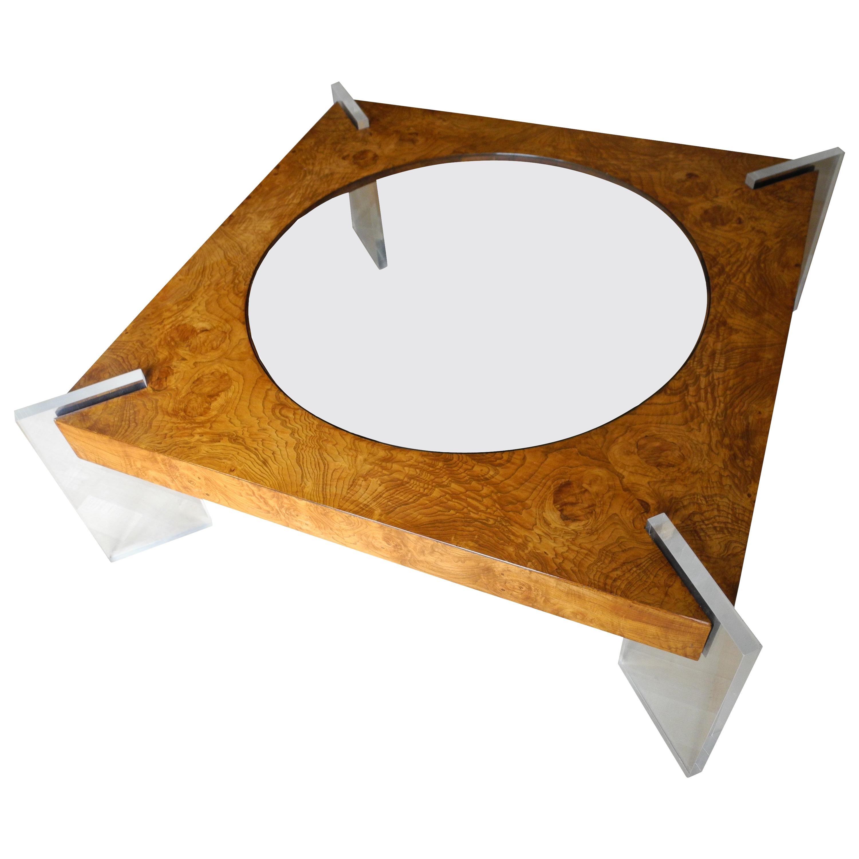 Mid-Century Modern Burled Wood Large Coffee Table by Vladimir Kagan For Sale