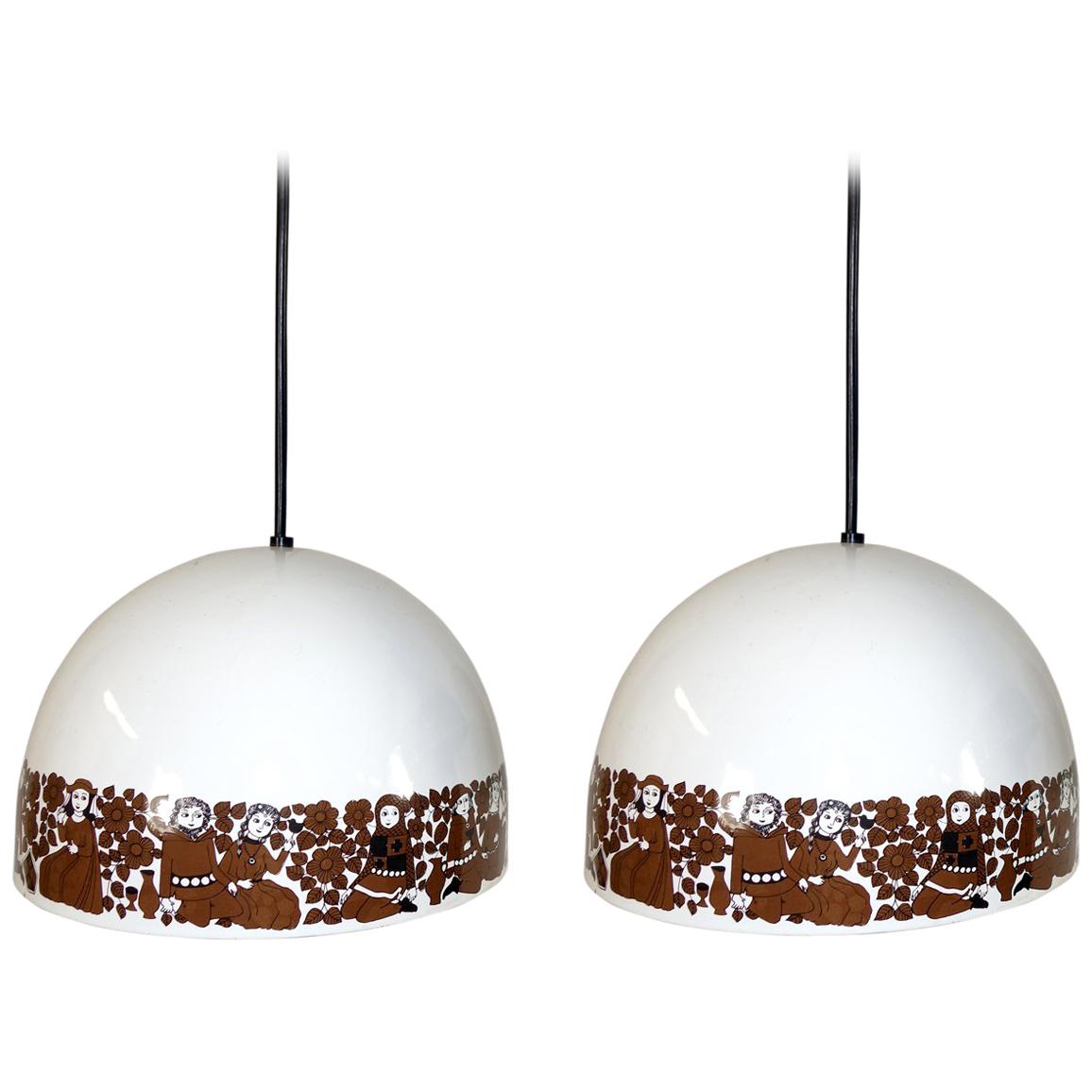 Pair of Enamel Pendants by Kay Franck & Esteri Tomula for Wartsila For Sale