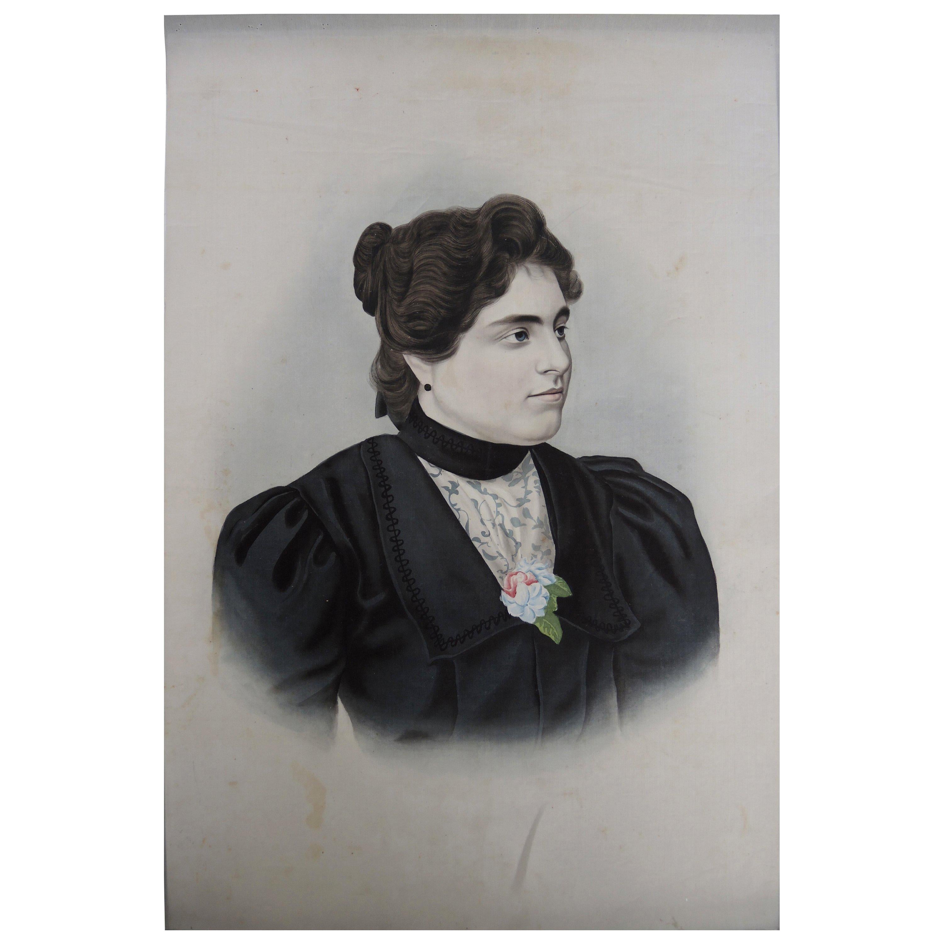 19th Century Victorian Chinese Portraits Paintings of a European Women