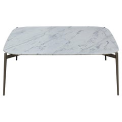 Modern B&B Italia Carrara Marble Square Coffee Table with Rounded Edges