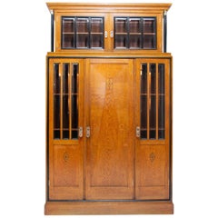 Early 20th Century Viennese Secession Library Cabinet in Oak