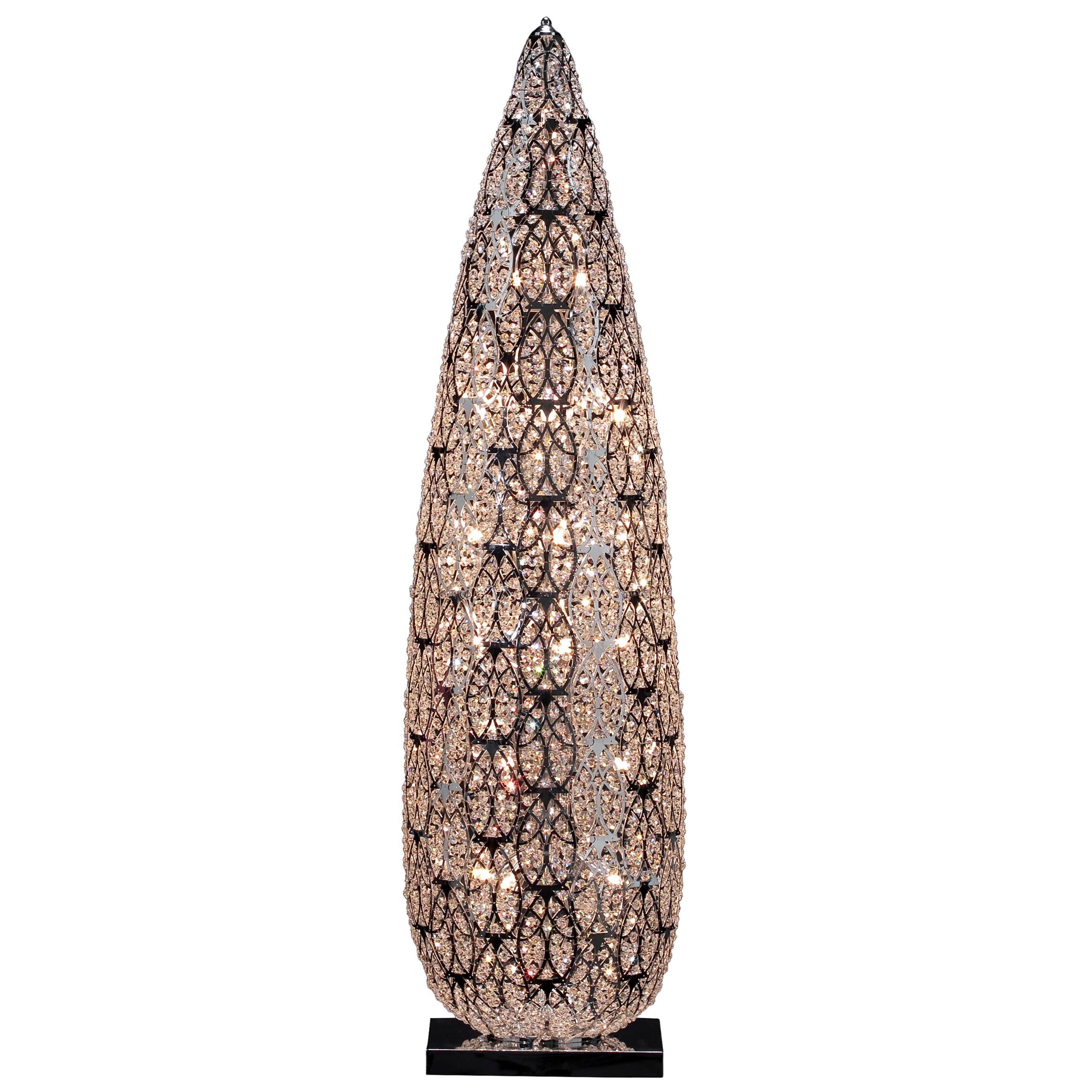 Große flammenförmige Stehlampe, verchromte Oberfläche, Arabesque-Stil, Italien
