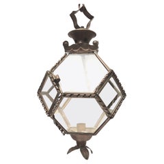 Vintage Handmade Spanish Geometric Copper Lantern