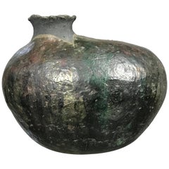 Large Raku Pottery Vase Pot by Listed Artist Charles 'Charlie' Brown