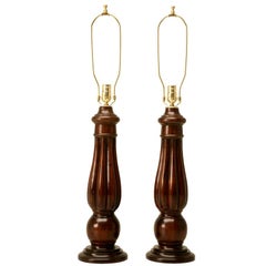 Pair of English Mahogany Table Lamps Restored