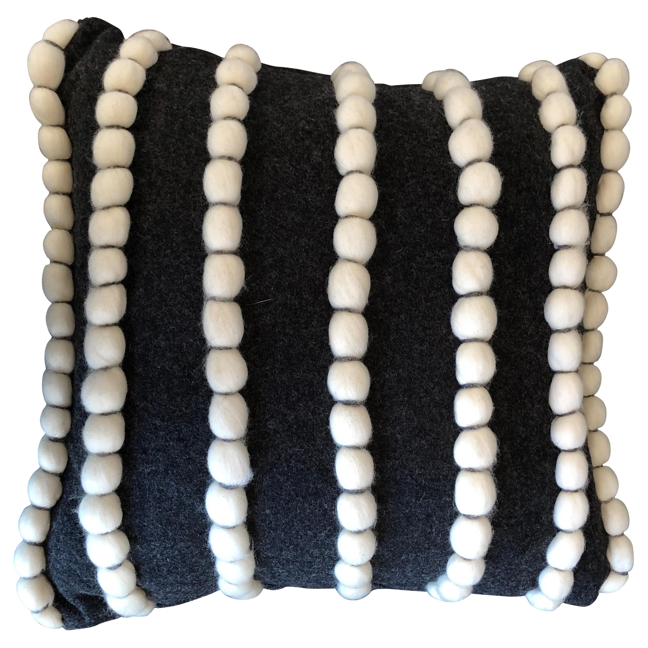 "Lido" Wool and  Dark Grey  Pillow by Le Lampade