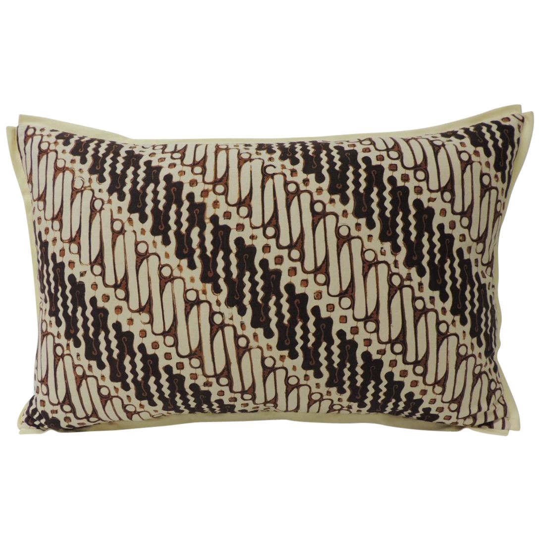 Vintage Brown and Black Batik Decorative Lumbar Pillow