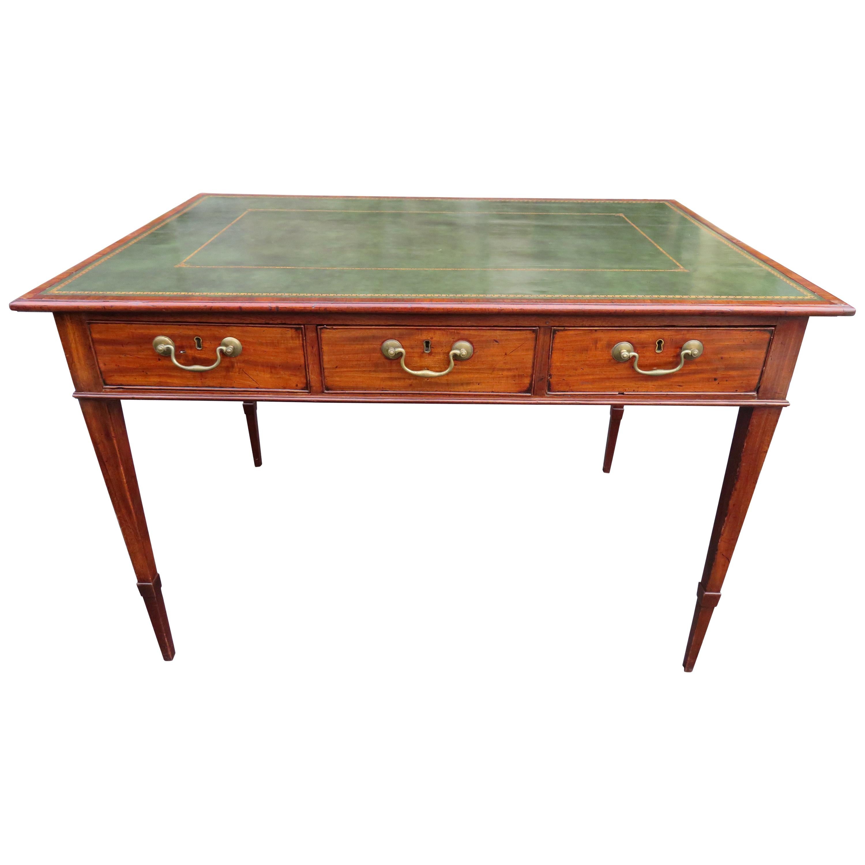 19th Century George III Double-Sided Partner Leather-Top Library Table or Desk