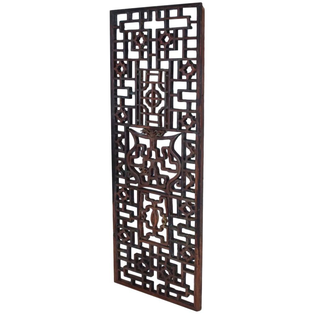 Oriental Asian Rosewood Wall Sculptural Antique Panel Screen