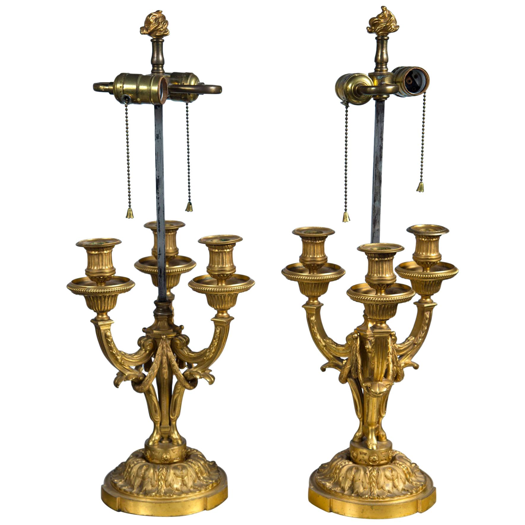 Pair of Gilt Bronze Boulliat Lamps