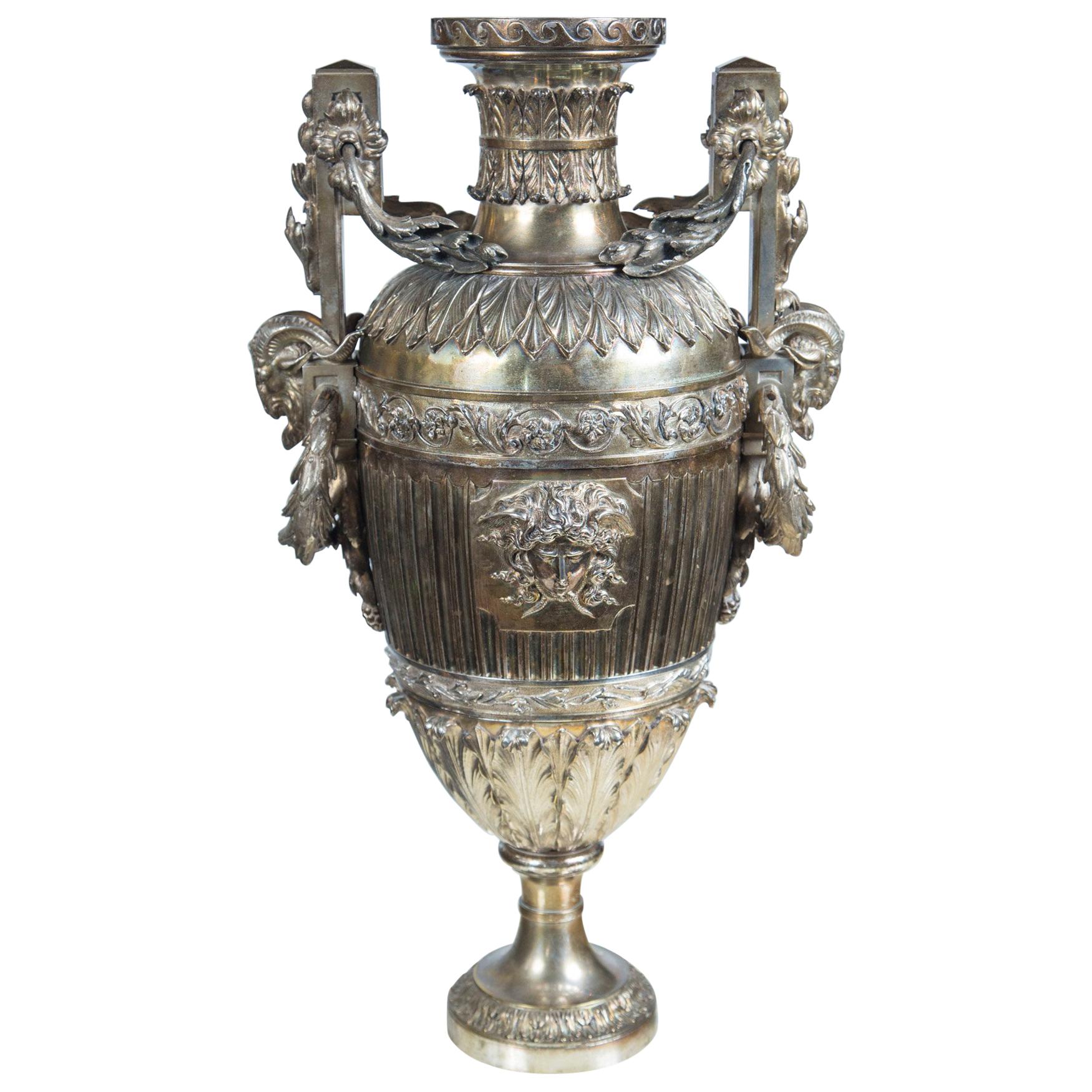 Probably Russian Silver Plated Bronze Urn For Sale