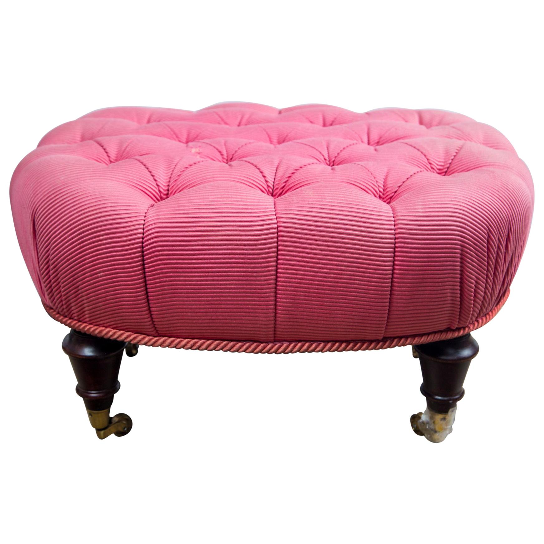 Victorian Period Oval Upholstered Footstool