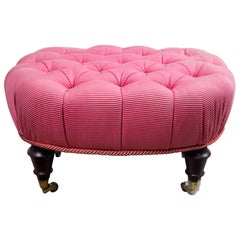 Antique Victorian Period Oval Upholstered Footstool