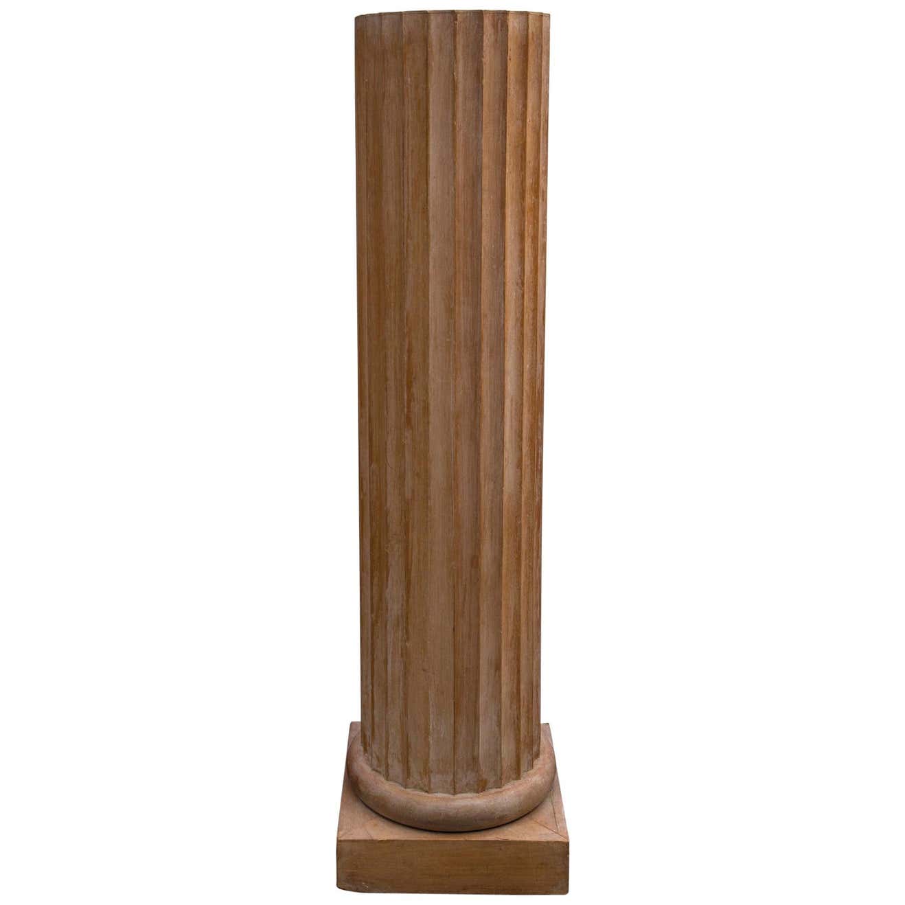 Large Brown Rounded Columns Pair of Round Fluted Wood Columns at 1stDibs