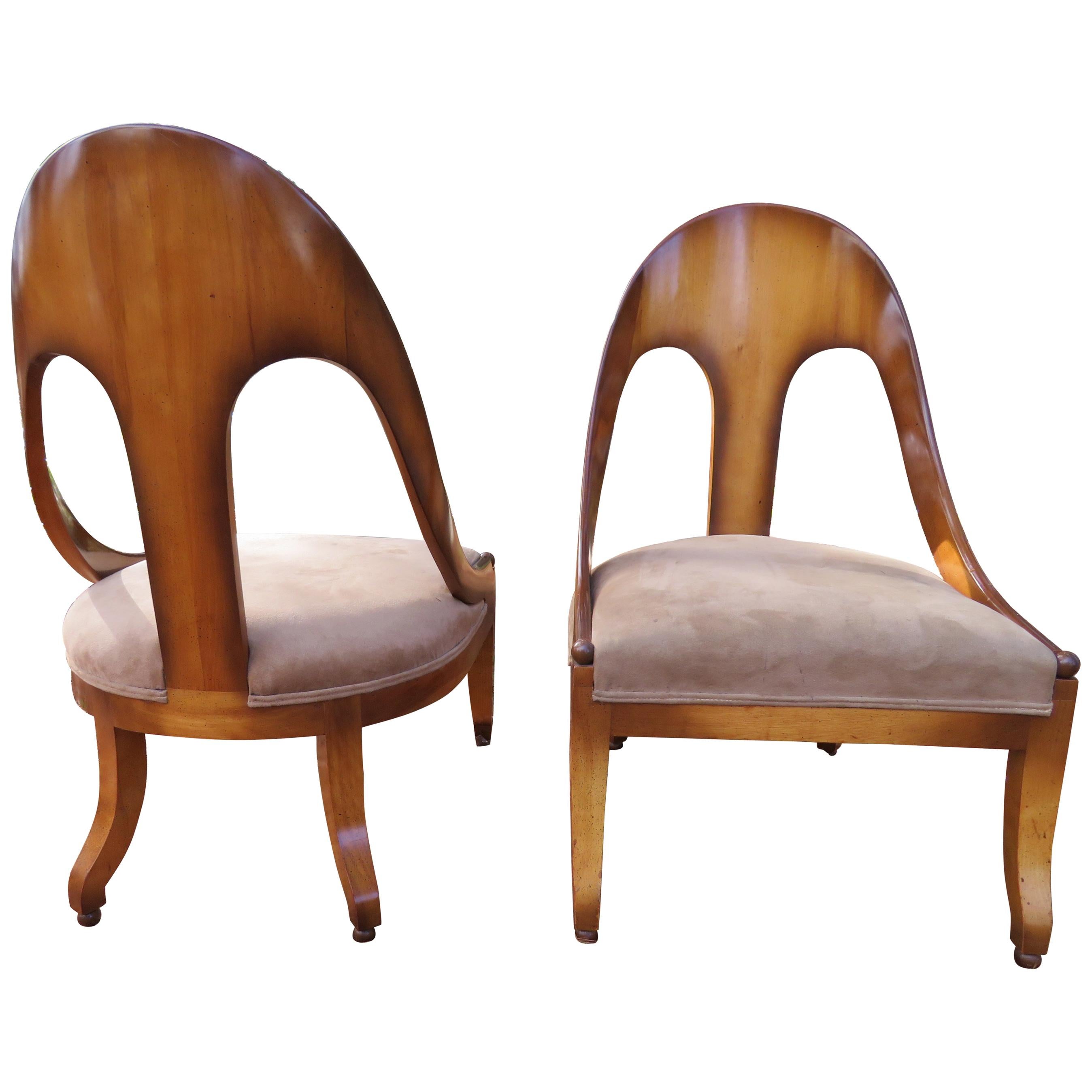 Wonderful Pair of Michael Taylor for Baker Spoon Back Neoclassical Chairs