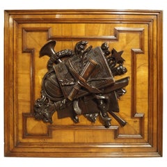 Used 19th Century Panel with Mounted Trophy Carving