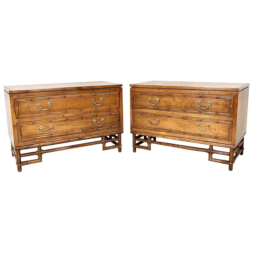 Pair of Faux Bamboo Nightstands by Ficks Reed