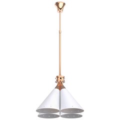 Madeleine Pendant Light in White with Copper Detail