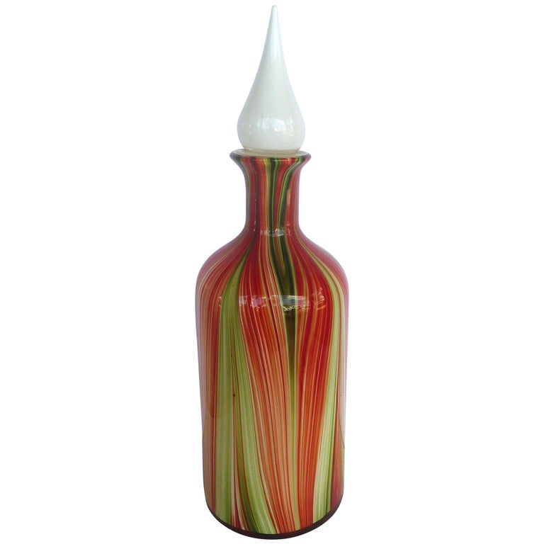 Large Hand Blown Glass Bottle with Stopper For Sale at 1stDibs | hand blown glass  bottles