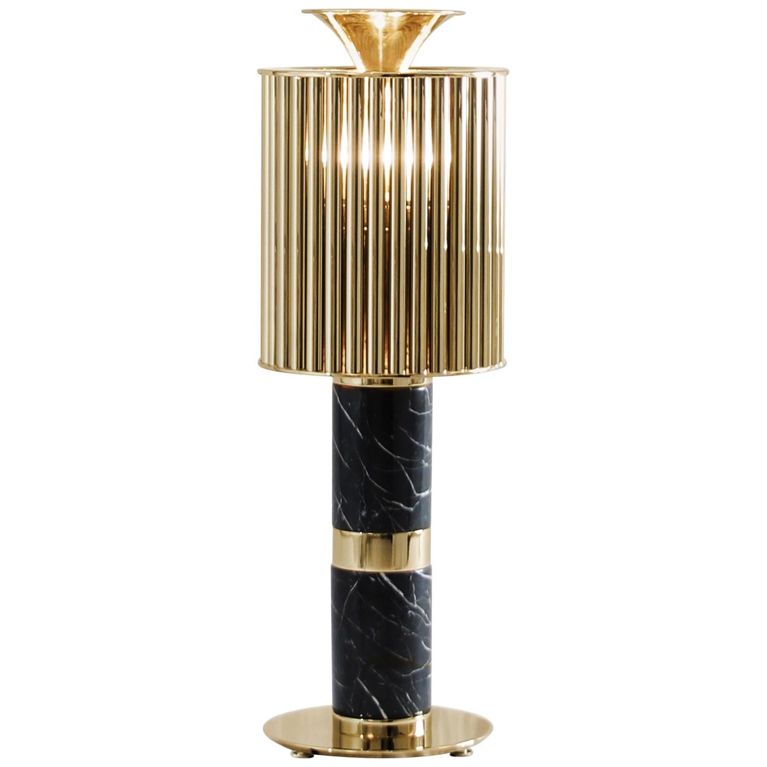 Donna Table Light in Brass with Black Marble Base