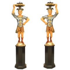 Pair of Italian Venetian Polychromed Figures