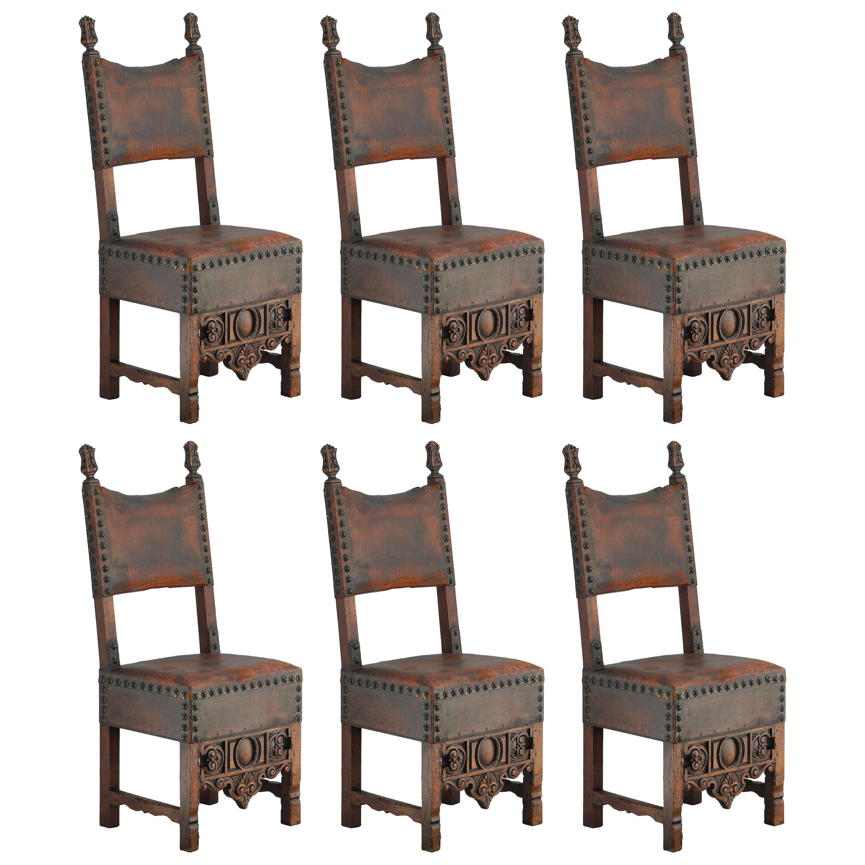 Six Spanish Dining Chairs Late 18th Century Renaissance