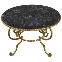 Gilt Iron Coffee Table with Grey Marble
