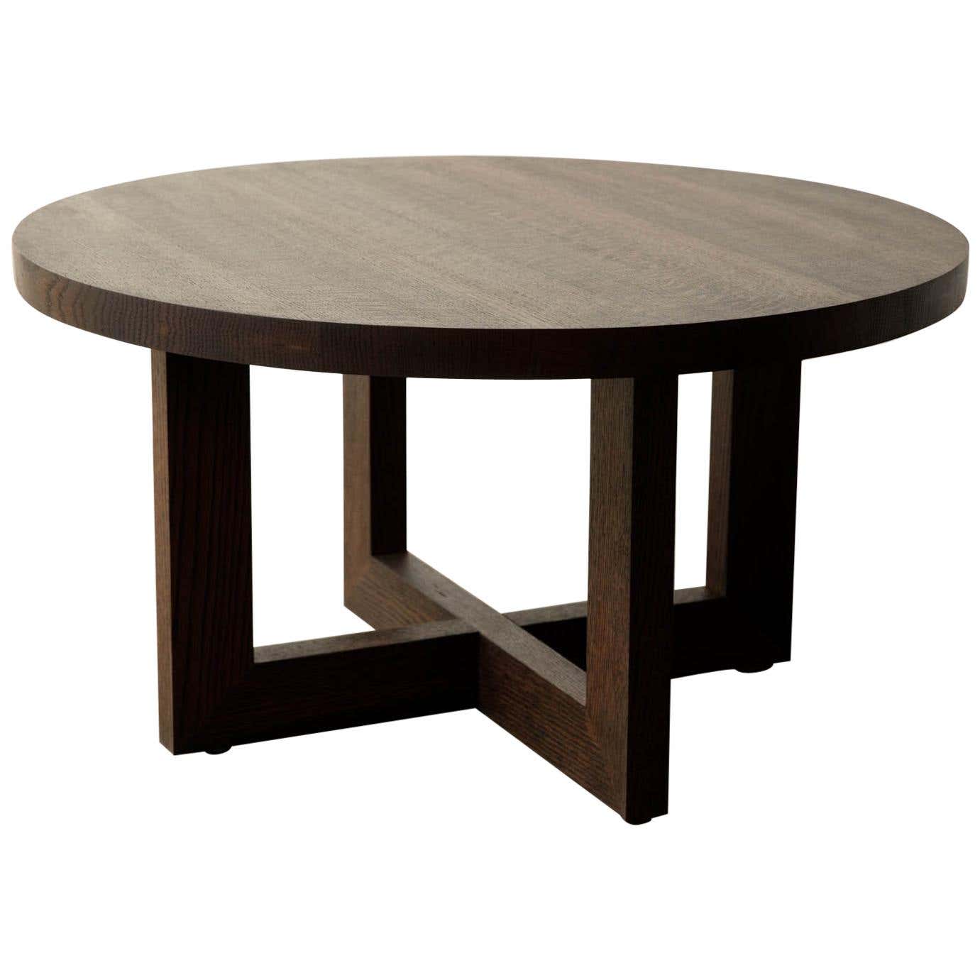 Round Wood Coffee Table in Dark Stained Urban Oak For Sale at 1stDibs ...