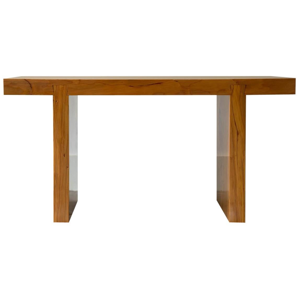 Asian Inspired Solid Wood Bench in Hemlock for Entry Bench or End of Bench Bench