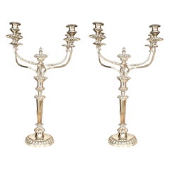 Pair of English Georgian Silver Plated Candelabras