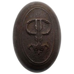 1907 NYC Plaza Hotel Oval Bronze Door Knob with Patina and Double P Design