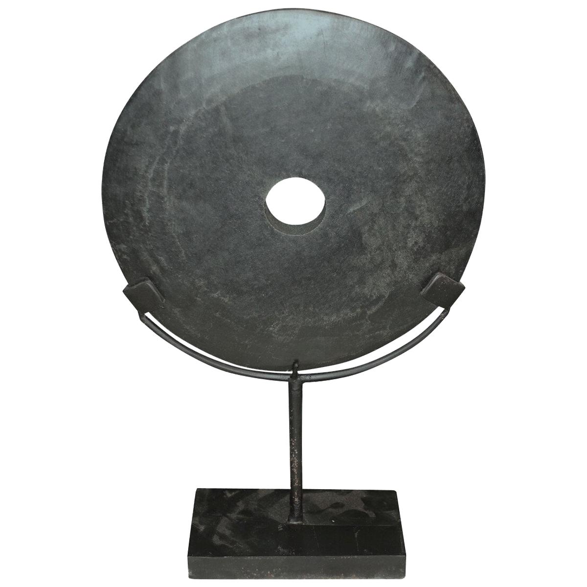 Black Stone Disc Sculpture, China, Contemporary