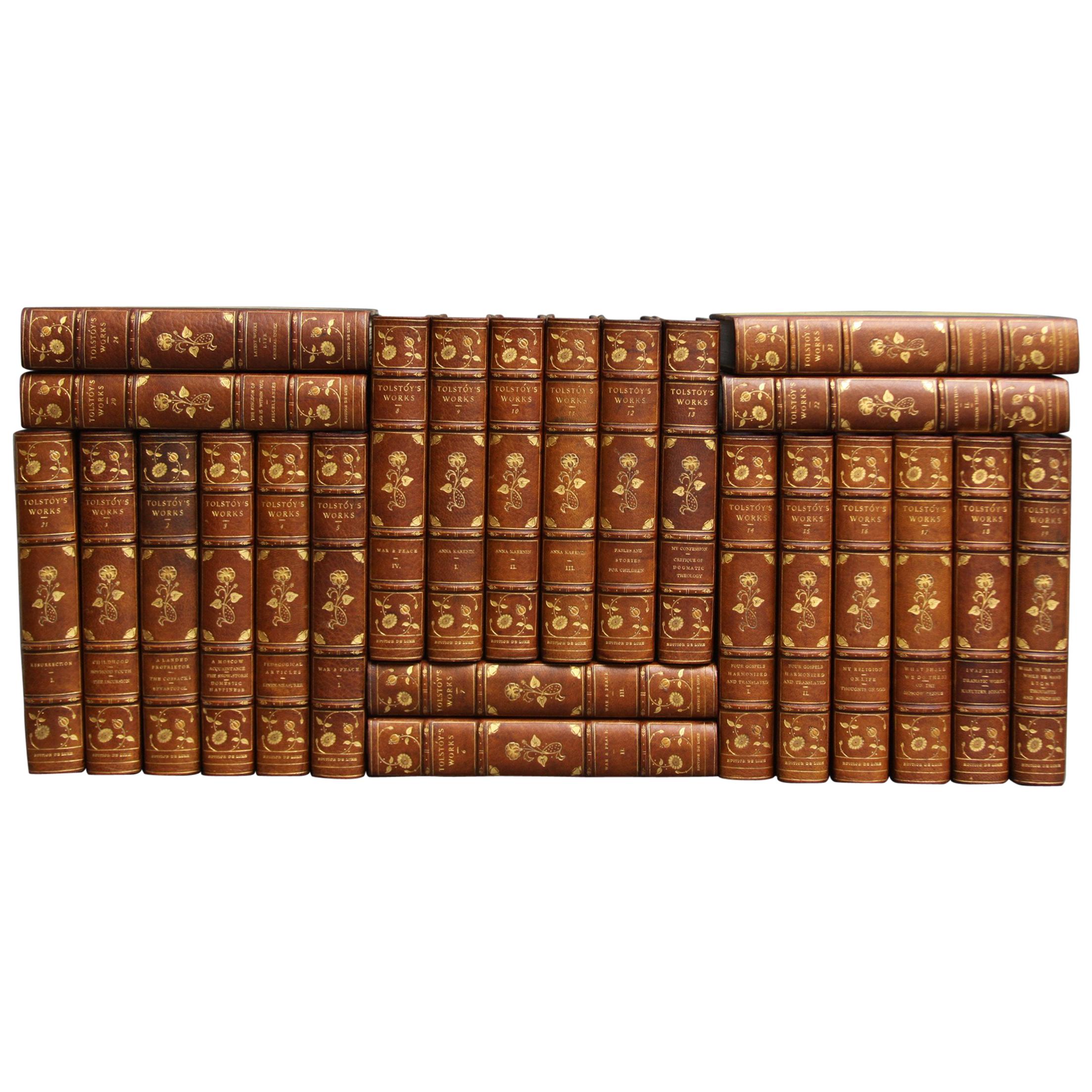Books The Writings of Leo Tolstoy, Collections of Leather Bound  Antiques Sets