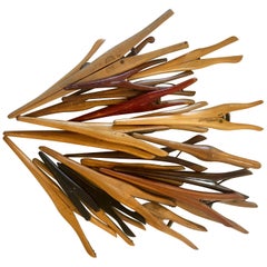 Collection 24 Wooden and Colored Antique Glove Stretchers Assorted Manufacturers