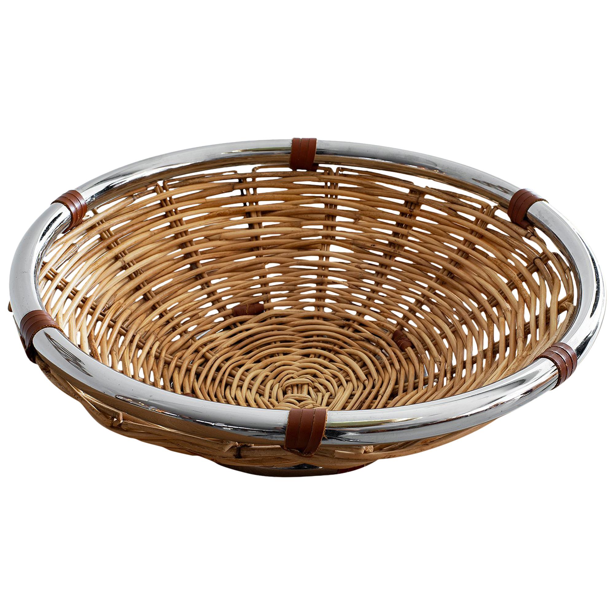 Wicker and Leather Bowl