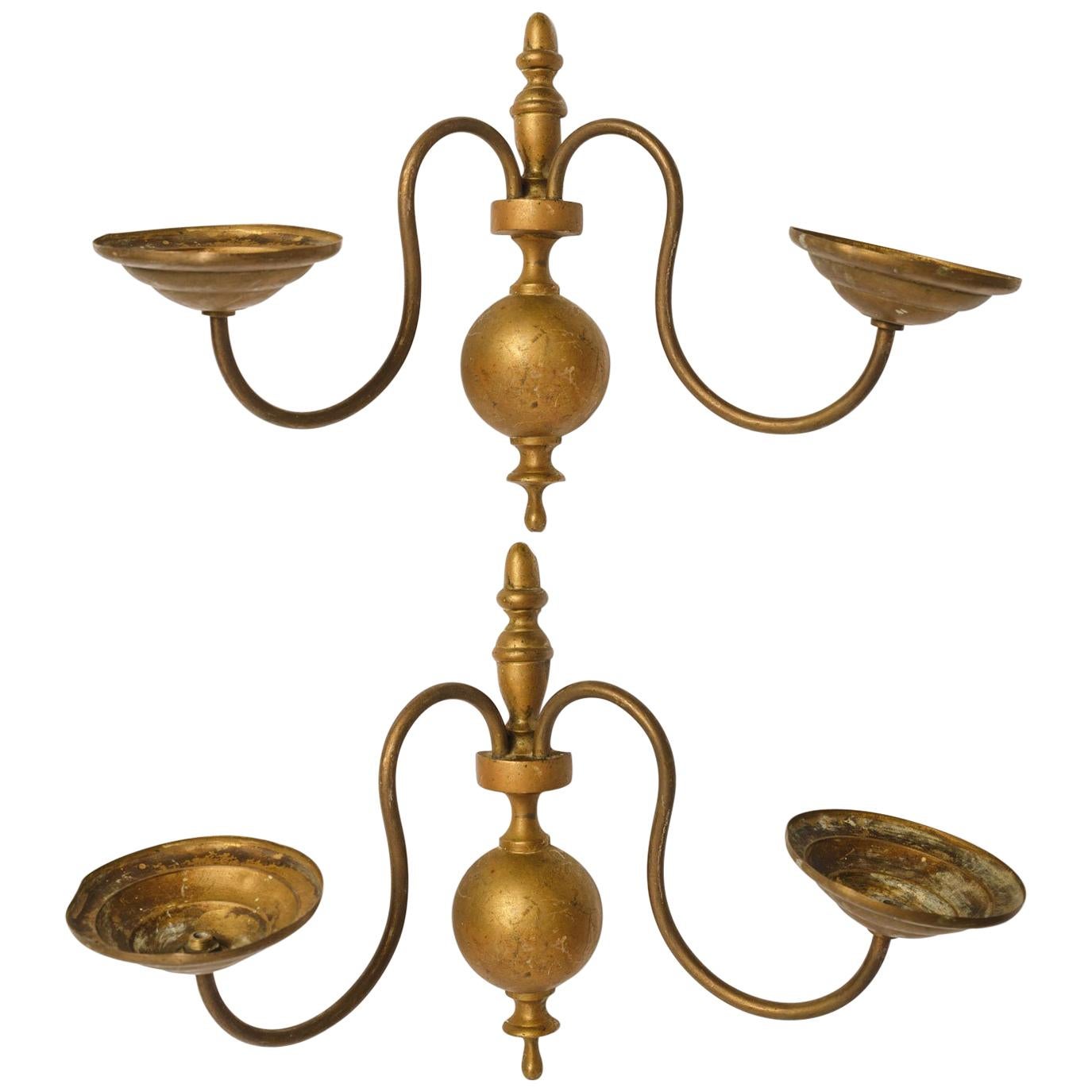 Large Pair of Brass Georgian Style Sconces