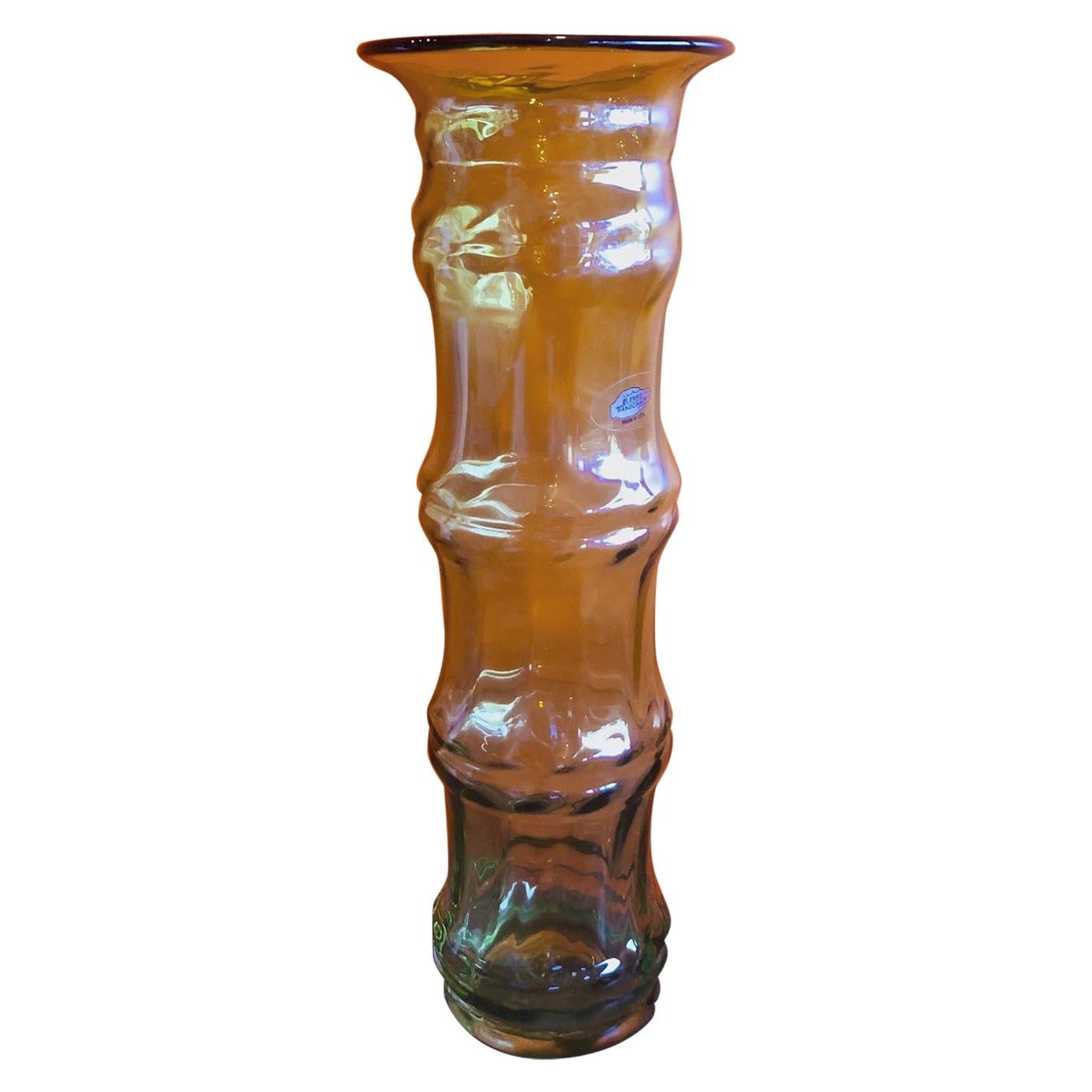 Hand Blown Bamboo Art Glass Vase by Don Shepherd for Blenko Glass For Sale