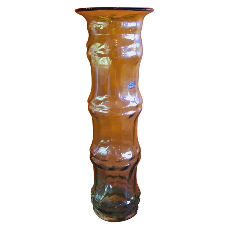 Hand Blown Bamboo Art Glass Vase by Don Shepherd for Blenko Glass For
