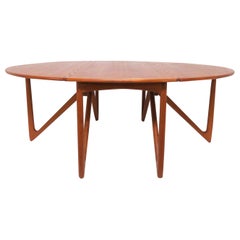 Kurt Ostervig Danish Teak Gate Leg Drop-Leaf Oval Dining Table, circa 1960s